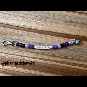 Pulmonary Hypertension Awareness Purple and Zebra “Breathe” Handmade Keychain
